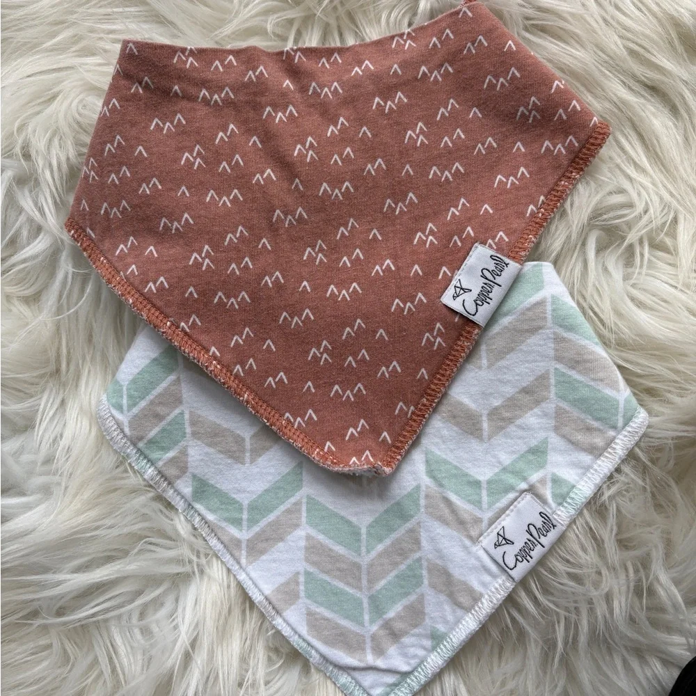 Copper pearl bib set of two